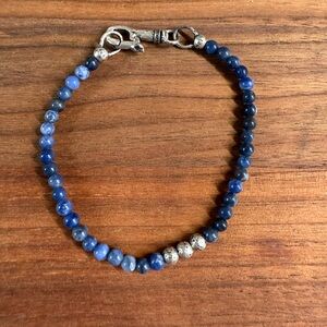 John Varvatos Blue Beaded Bracelet with Silver Accents